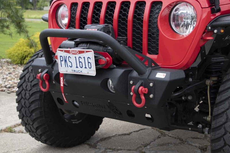 Jeep Wrangler Unlimited JLU Front Winch Bumper - Fishbone Offroad - Stubby - Black Powdercoat - `18-`27